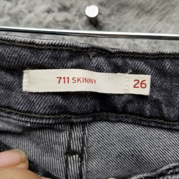 Levis Jeans Womens 26 Black 711 Skinny Stretch Denim *Read* - Picture 6 of 16